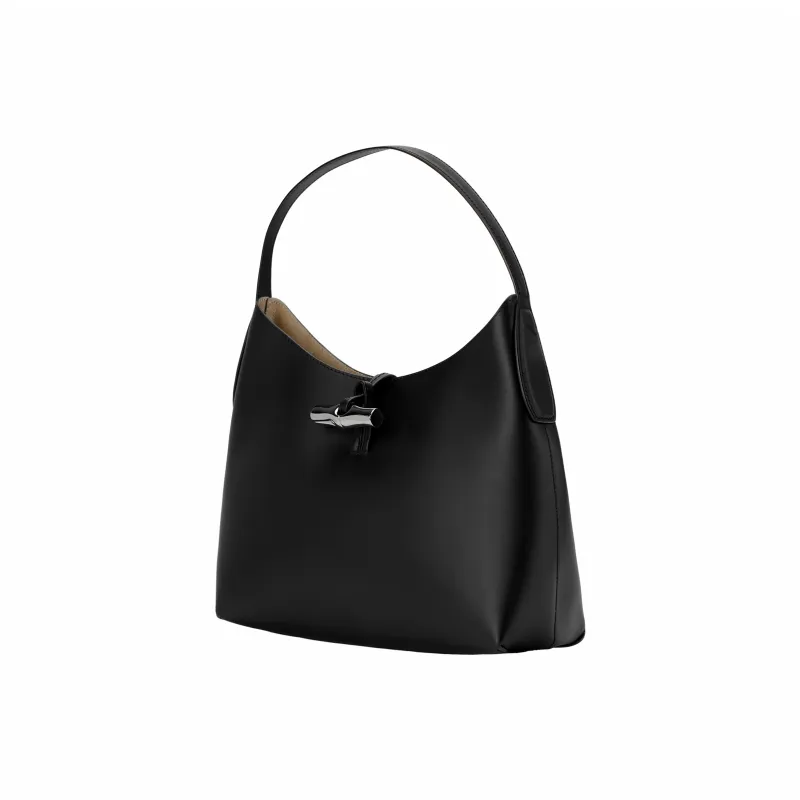 LONGCHAMP Roseau Essential Calfskin Shoulder Bag, Handbag, Shoulder Bag Medium Size Women's Black-3