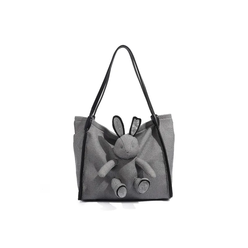 MISS GAIL Synthetic Leather Handbag Shoulder Bag Large Size Women's Gray-1