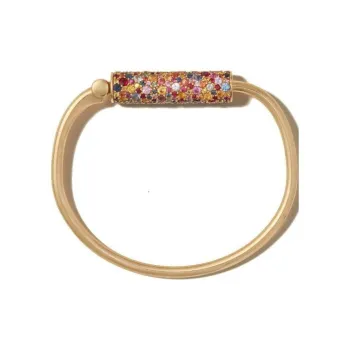 Marla Aaron 18kt Yellow Gold Stoned Trundle Lock Bracelet