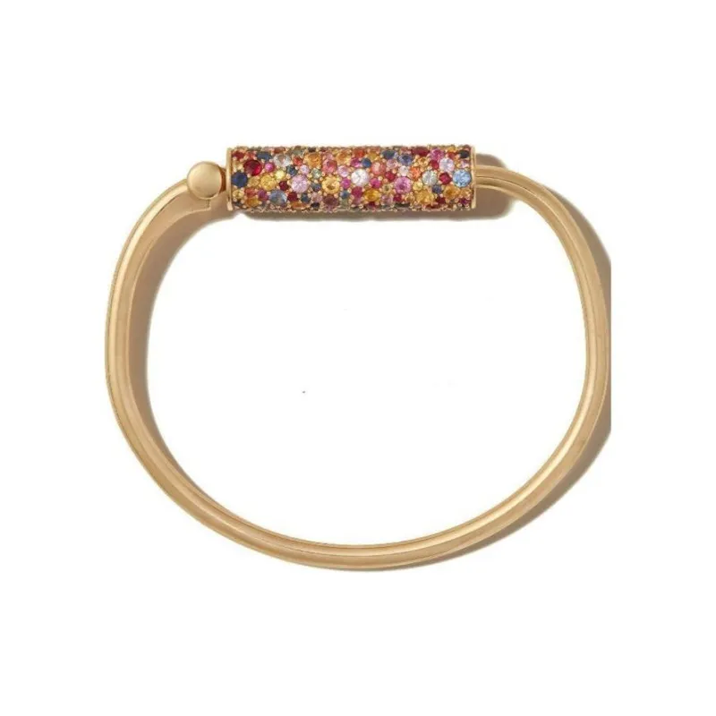 Marla Aaron 18kt Yellow Gold Stoned Trundle Lock Bracelet-0