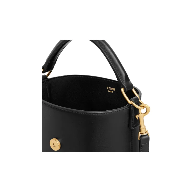 CELINE Cow Leather Bucket Bag, Shoulder Bag, Crossbody Bag, Handbag Mini Women's Black-3