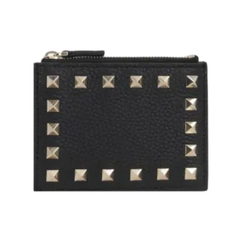 Valentino Calfskin Card Holder Women's Black