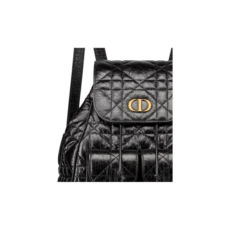 DIOR Caro Cow Leather Backpack Medium Size Women's Black-2