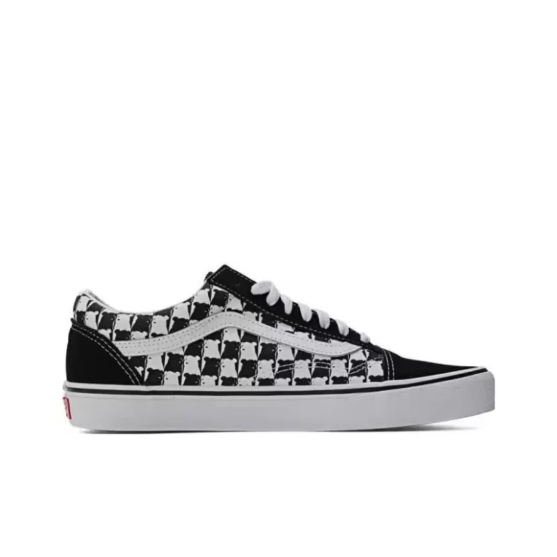 Vans Old Skool Anti Slip Wear Resistant Low Top Skateboard Shoes Unisex Black White-1
