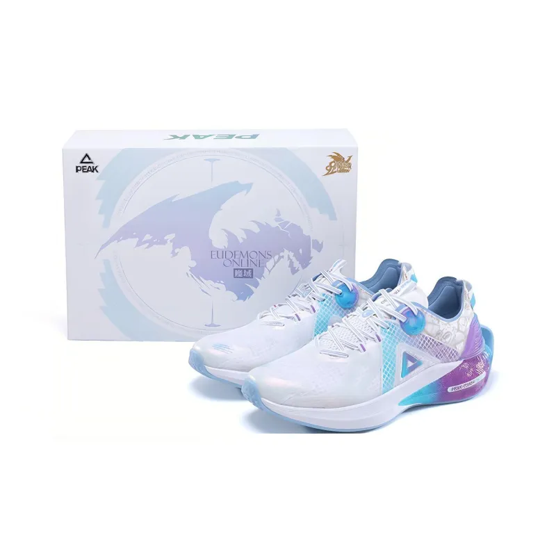 PEAK Tai Chi 3.0 Pro Cushioning Anti Slip Wear Resistant Breathability Low Top Running Shoes Women's White Blue-4