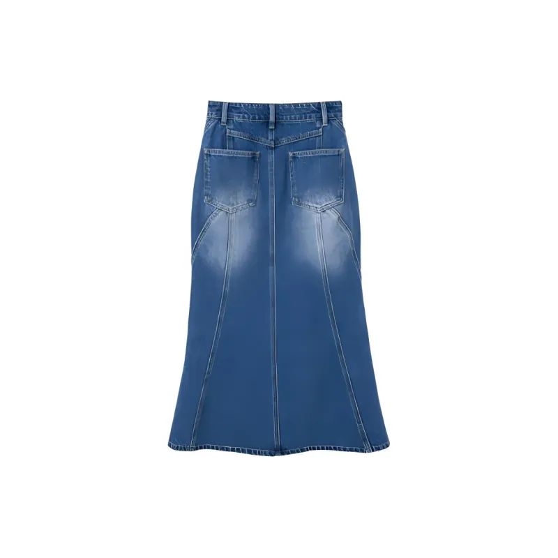 EKOOL Denim Long Skirts Women's Blue-1