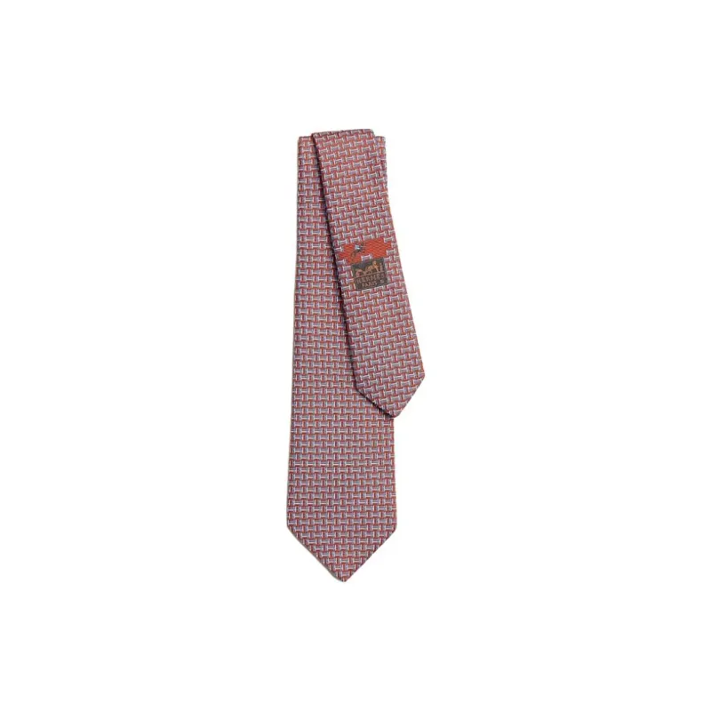 HERMES Silk, Mulberry Silk Ties Men's Orange-0