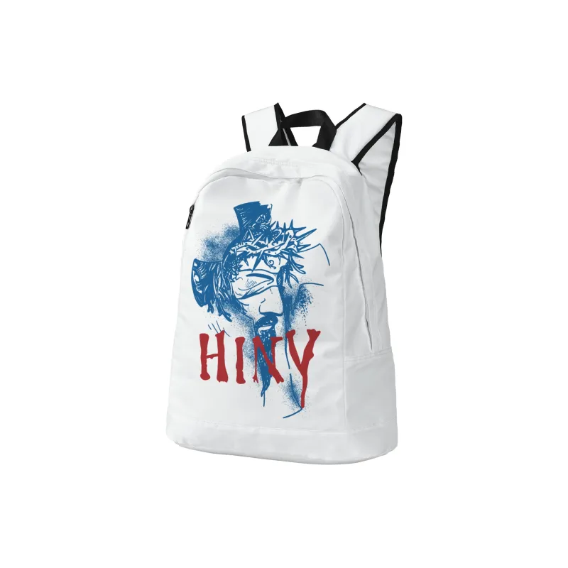 HINY Polyester Backpack Unisex White-11