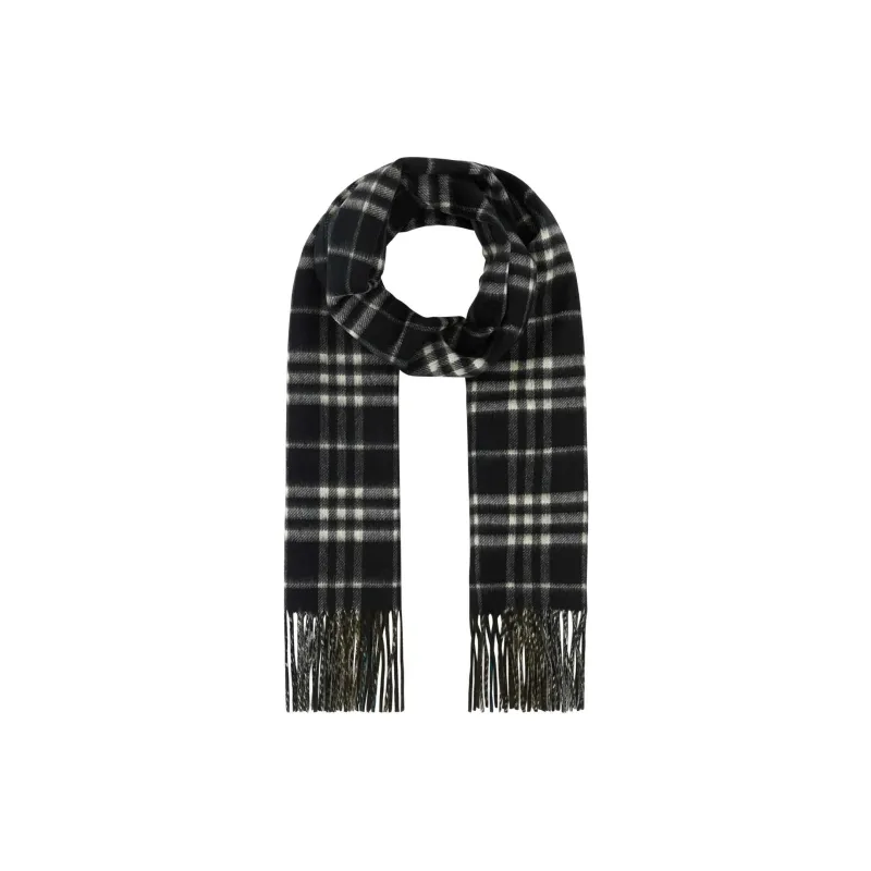 Burberry Reversible Contrast Check Fringed Scarf-0