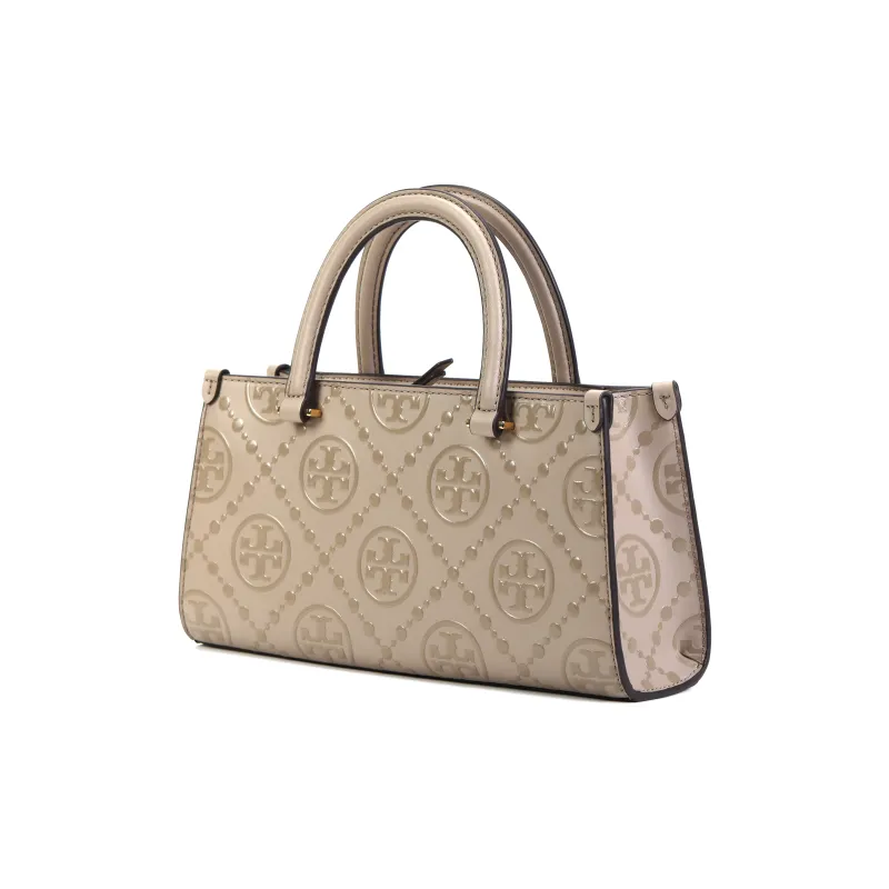 TORY BURCH T Monogram Embossed Leather Tote Bag, Shopping Bag, Shoulder Bag, Crossbody Bag, Handbag Small Size Women's-1