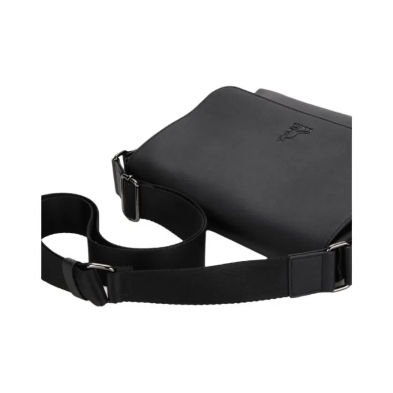 KANGOL Synthetic Leather Crossbody Bag Medium Size Unisex Black-5