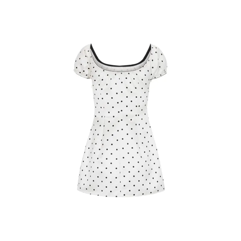 Realisation Par The Marissa Short-Sleeved Dresses Women's Petite Spot Black And White Marbled-1