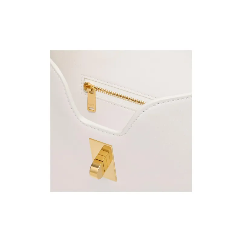 CELINE Calfskin Shoulder Bag Small Size Women's White-4