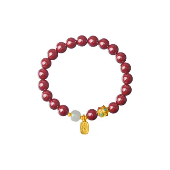 ME LUXE Cinnabar Beaded Bracelet With Smooth Journey Pendant Unisex