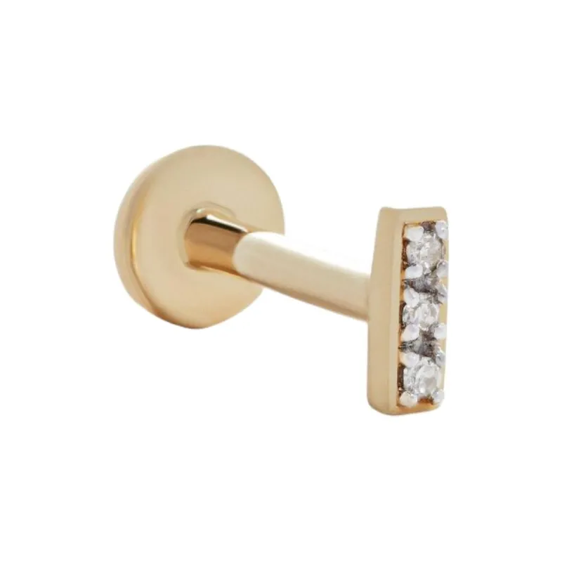 Monica Vinader 14kt Yellow Gold Linear Bar Diamond Single Earring-1