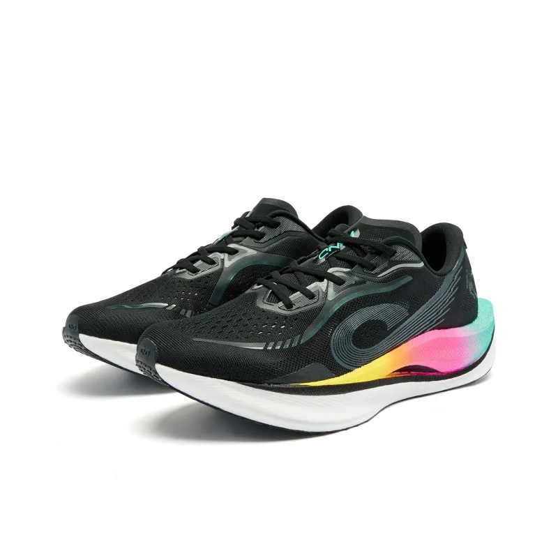 QIAODAN Strong Wind 3.0 Cushioned Slip-Resistant Abrasion-Resistant Low-Top Casual Running Shoes Men's Black White-2