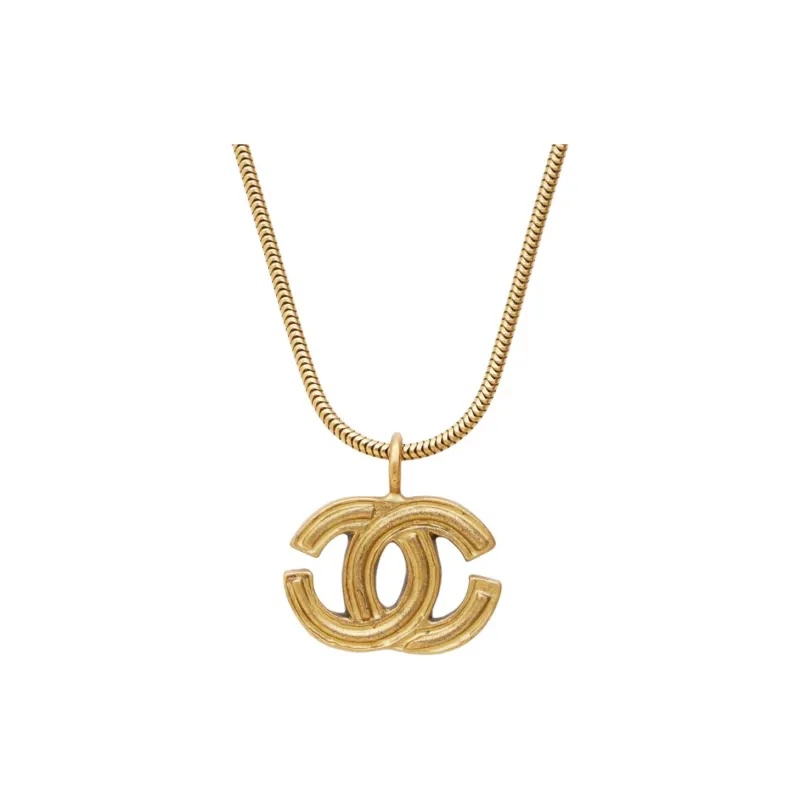 CHANEL 2001 Cc Logo Pendant Necklace-0