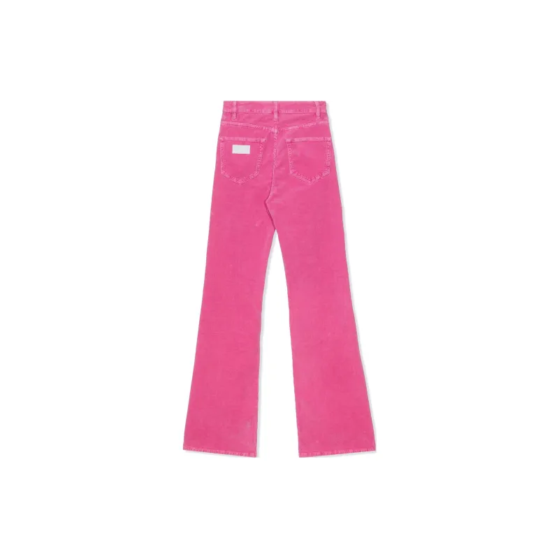GANNI Logo Patch Corduroy Flared Trousers-1