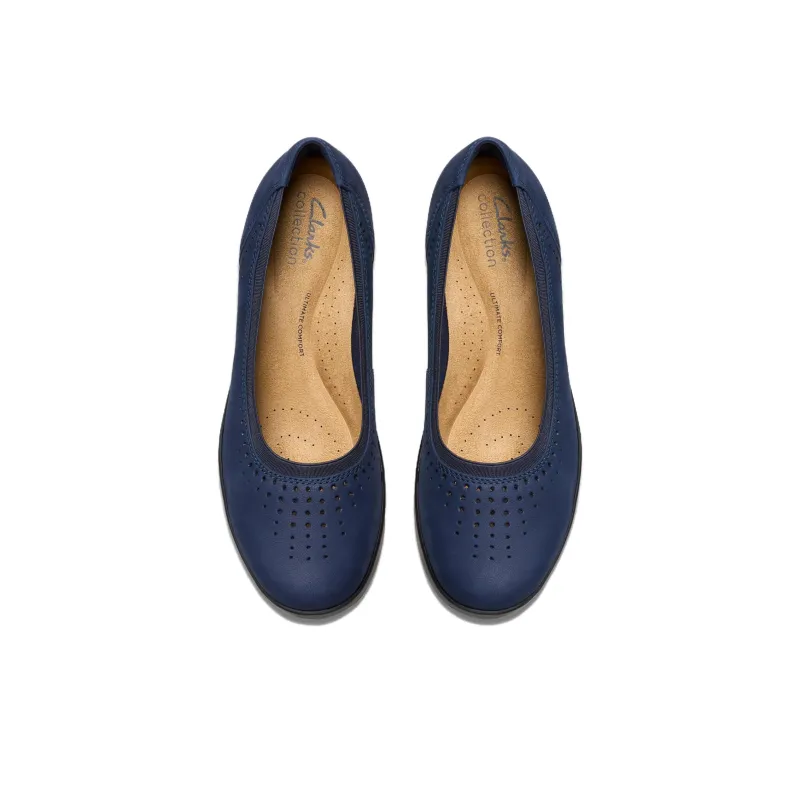 Clarks Suttyn Kaylie Wedge Heel High Heels 7cm Women's Marine Blue-3