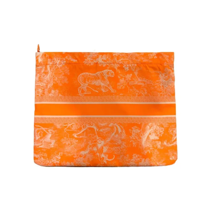 DIOR DiorTravel Technical Fabric Clutch Women's Fluorescent Orange-4