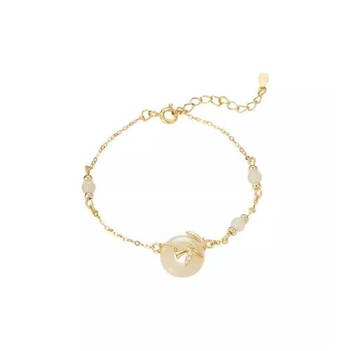 FMC Hetian Jade Bracelets Pale Greenish White Jade Women's