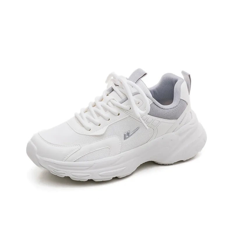 Warrior Lightweight Height Increasing Rebound Low Top Casual Training Long Distance Running Shoes Women's White Gray-1