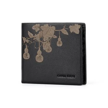 Simvay Clos Cow Leather Patchwork Synthetic Leather Wallet Men's Black