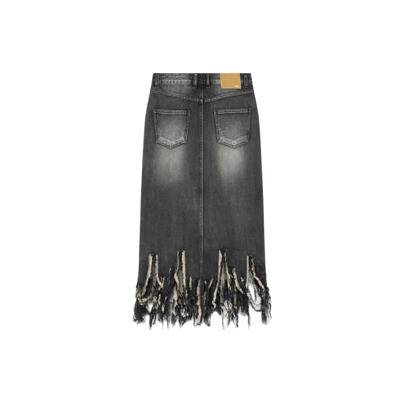 WE11DONE Denim Long Skirts Women's Black-1