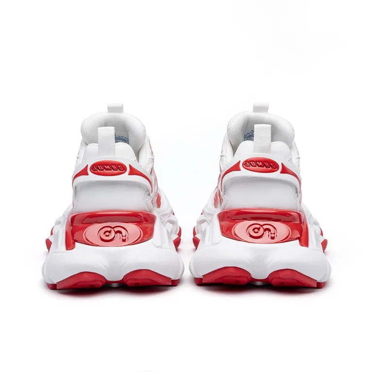 CN Skate Cushioning Anti Slip And Wear Resistant Low Top Chunky Sneakers Unisex White Red-3