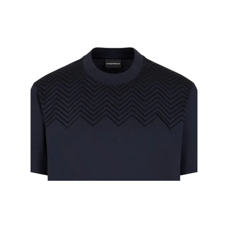 EMPORIO ARMANI Lyocell blend Jersey T shirt With Chevron Flock Detail-4