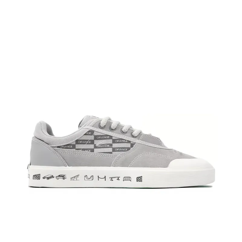 LiNing 50/50 Anti Slip And Wear Resistant Lightweight Low Top Skateboard Shoes Men's Gray White Limited Special Edition-1