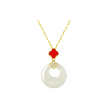 Double Happiness Gift Chalcedony Jade Necklaces Unisex
