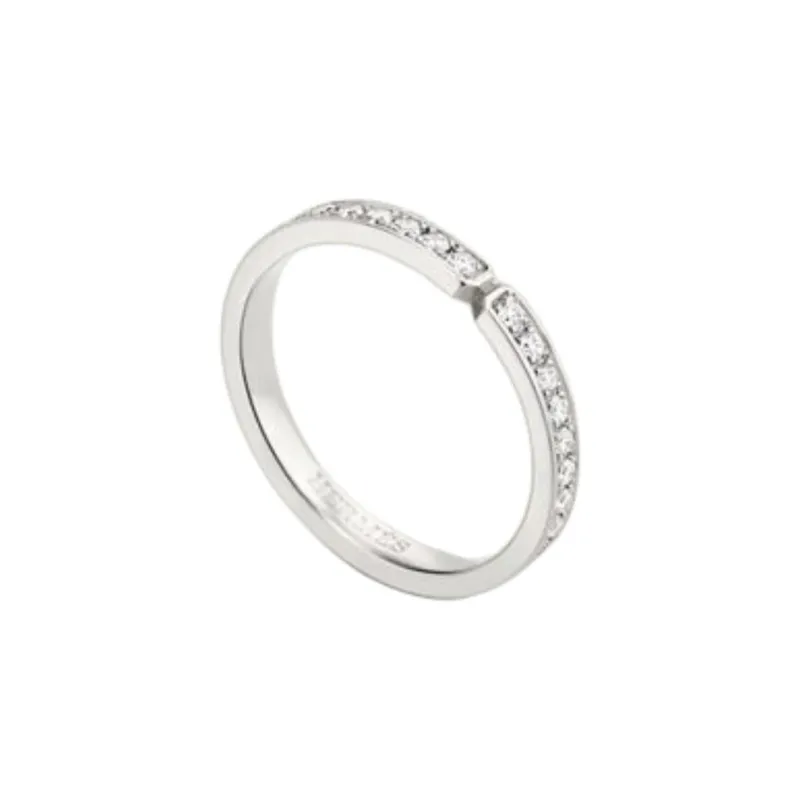 HERMES Platinum Diamond Rings Women's Silver-1