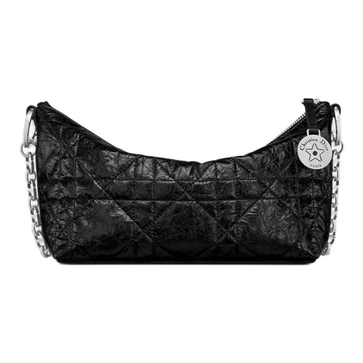 DIOR Diorstar Hobo Calfskin Shoulder Bag Women's Black-3