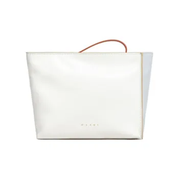 MARNI Calfskin Clutch Women's Light Blue/White