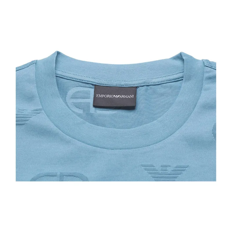 EMPORIO ARMANI T Shirts Men Aqua Blue-5