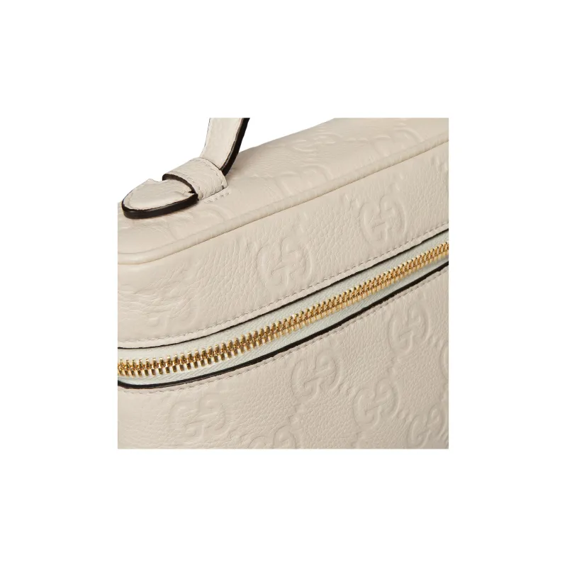 GUCCI GG Emblem Grained Leather Shoulder Bag Crossbody Bag Handbag Extra Mini Women's Ivory-5