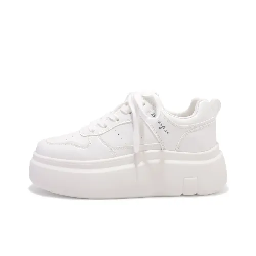 Shen Linsen Slip Resistant Lightweight Height Increasing Low Top Skateboard Shoes Women's White