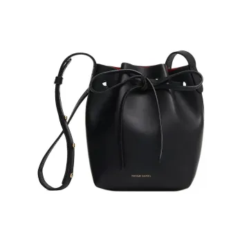 MANSUR GAVRIEL Plant Tanned Leather Bucket Bags Shoulder Bag Crossbody Bag Extra Mini Women's Black & Flame Red
