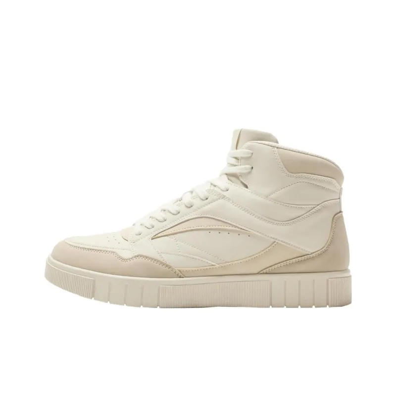 ZARA High Top Skateboard Shoes Men's Ecru-0