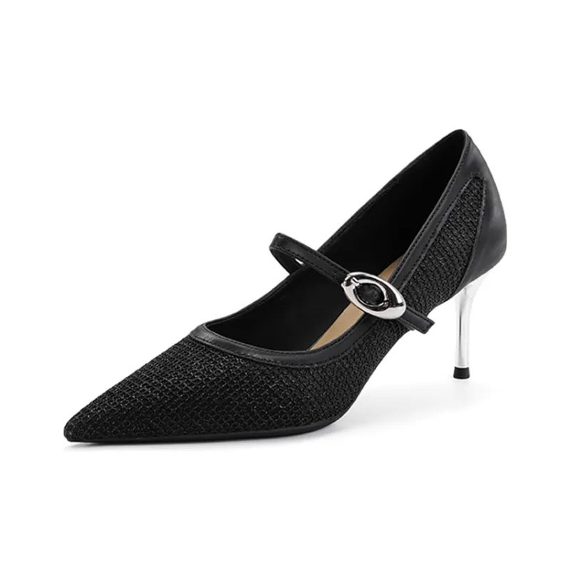 Ainer cat Slim Heel High Heels 7cm Women's White-9