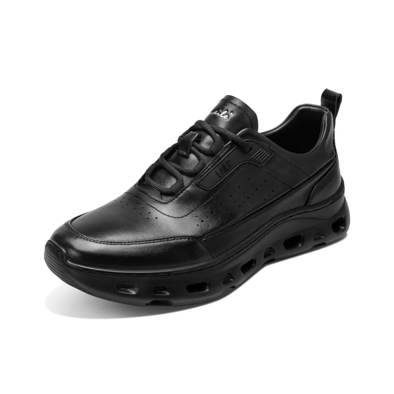 LAILE Water Float Cushioning Breathable Coverage Height Increasing Low Top Casual Shoes Men's Black-1