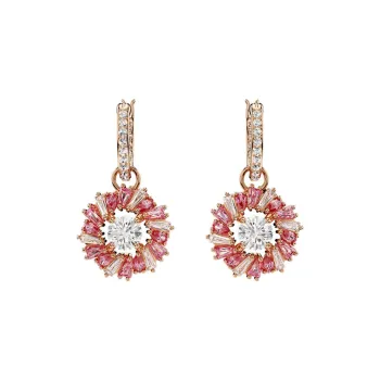 Swarovski Rose Gold Plated, Cubic Zirconia Earrings Unisex Gold