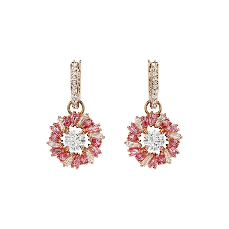 Swarovski Rose Gold Plated, Cubic Zirconia Earrings Unisex Gold-0