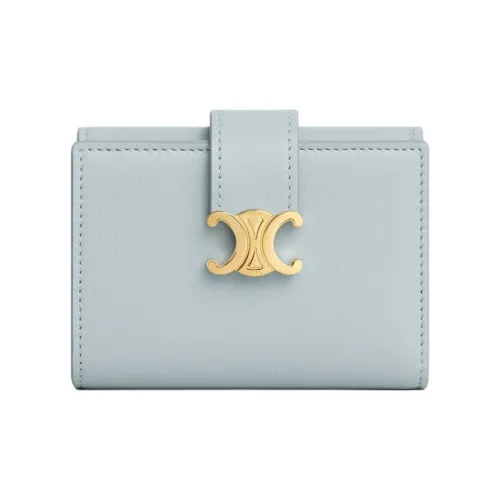CELINE Calfskin Wallet Unisex Ice Blue