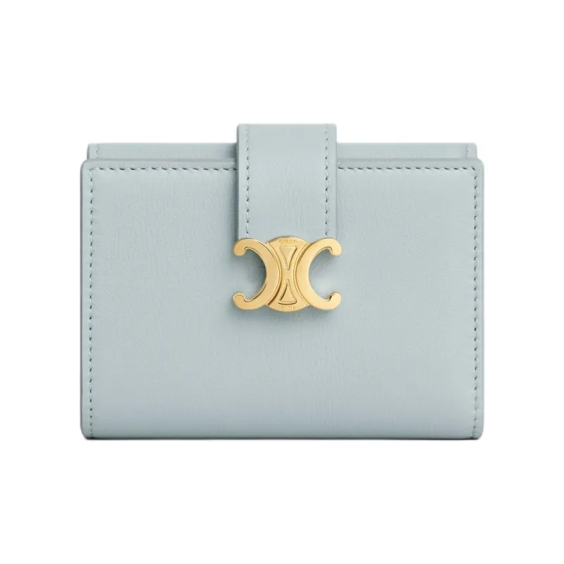 CELINE Calfskin Wallet Unisex Ice Blue-0