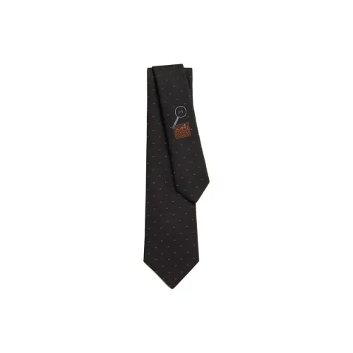 HERMES Silk Mulberry Silk Ties Men's Black