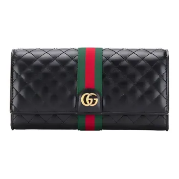 GUCCI Ophidia Leather Wallet Women's Black/Red/Green