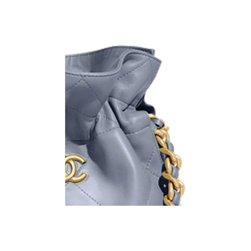 CHANEL Polished Lambskin Bucket Bag, Handbag, Shoulder Bag, Crossbody Bag Trumpets Women's Gray-3