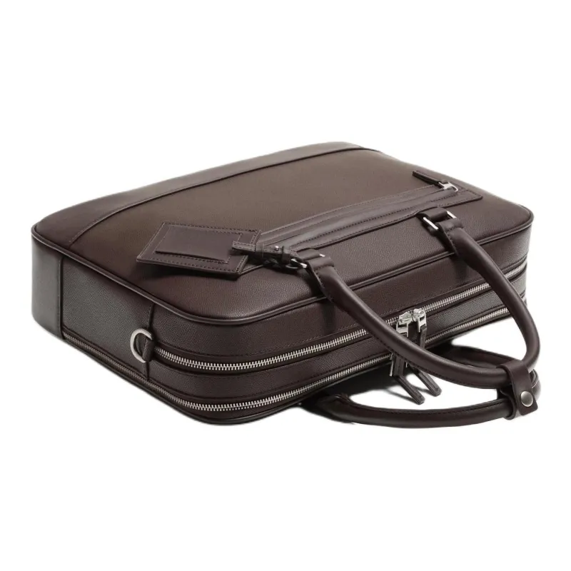 ZARA Polyurethane Portable One Shoulder Crossbody Briefcase Regular Unisex Brown-1